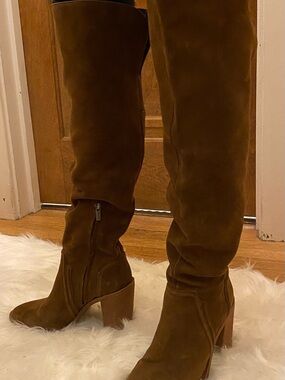 Vince Camuto Melaka Suede Over-the-Knee Block Heel Boot in Brown